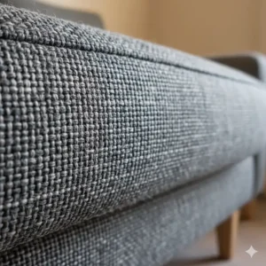 Close-up of durable woven upholstery on an affordable sofa under £500, showing fabric quality.