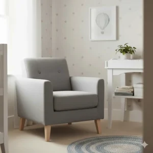 A compact nursing chair designed to fit perfectly into smaller UK nursery spaces.