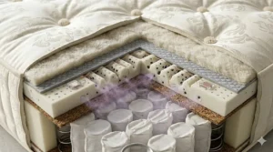 Illustration demonstrating motion isolation on a hybrid mattress, preventing partner disturbance during the night.