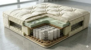 Contour map showing orthopaedic pressure relief on a hybrid mattress for spinal alignment and back support.