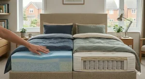 Diagram of a pocket sprung mattress showing natural airflow between individual springs to help regulate body temperature during the night.