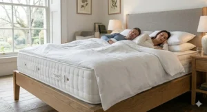 Illustration demonstrating motion isolation and zero partner disturbance on a double pocket sprung mattress.