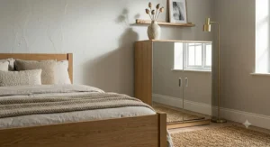 Practical wardrobe with mirrored doors; a great value storage option for under £200.