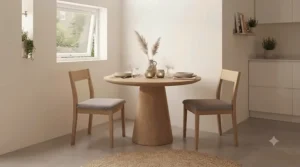 A compact, versatile oval dining table ideal for a small kitchen space or a cosy breakfast nook.