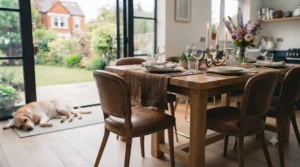 Durable, easy-to-clean leather dining chairs perfect for busy family kitchens and daily use.