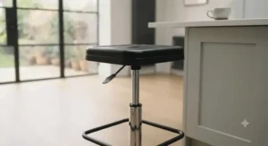 Height-adjustable chrome and faux leather bar stool priced under £50