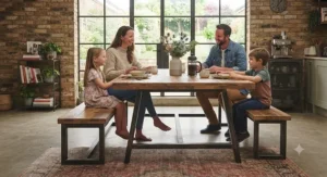 L-shaped leather corner best dining bench offering clever space-saving seating for a kitchen nook