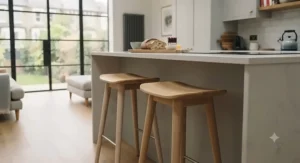 Scandi-style wooden kitchen island bar stool available for under £50
