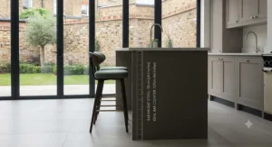 Illustration detailing standard bar height stool dimensions, measuring 28 to 30 inches for a 42-inch high home bar or breakfast bar.
