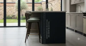 Diagram showing standard counter height stool dimensions, typically measuring 24 to 26 inches for a 36-inch kitchen worktop.