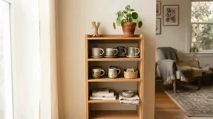 An affordable narrow sideboard under £150 featuring clean lines in a small flat