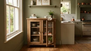 An oak sideboard vs pine sideboard used for everyday kitchen storage in a family home.