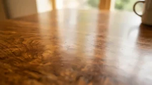 Close-up wood grain detail on an oak sideboard vs pine sideboard showing surface textures.